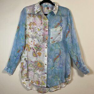 Anthropology Pilcro the Romy Women's XS Long Sleeve Floral Button-Down Shirt
